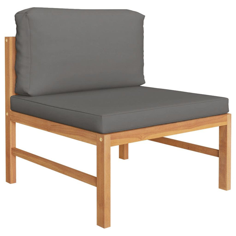 Chaise de patio en teck avec coussins, Blanc