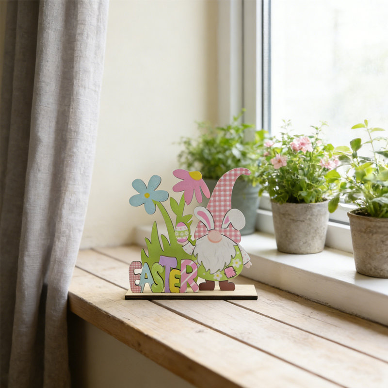 Décorations de table de Pâques en bois Joyeuses Pâques, centres de table Hello Spring, œufs colorés, plateau de table, signes pour le dîner