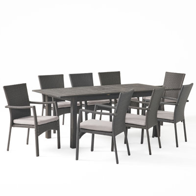 Ensemble de salle à manger rectangulaire pour 8 personnes 63 "avec coussins Jolliff
