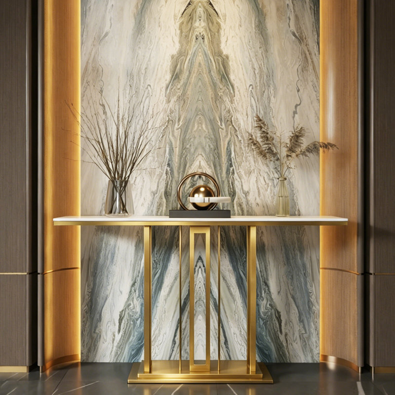 Console en pierre frittée de style italien, 31.5" H x 55" W x 11.8" D