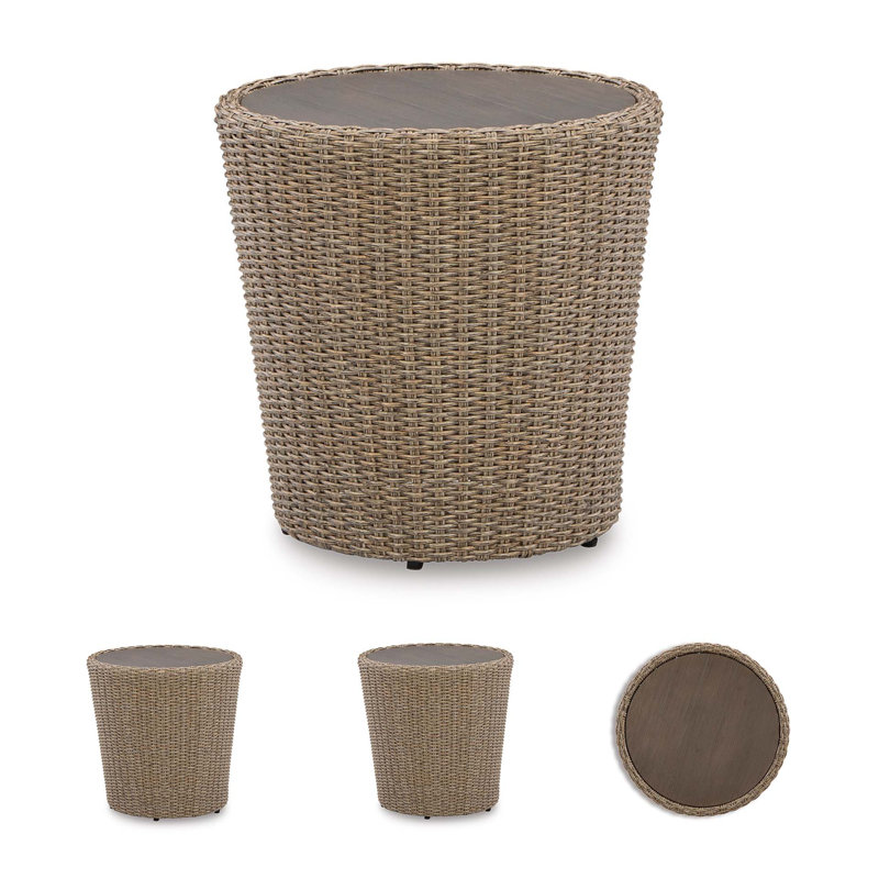 Danson Round Wicker Outdoor Side Table , 22.25'' in. W 22.25'' in. D