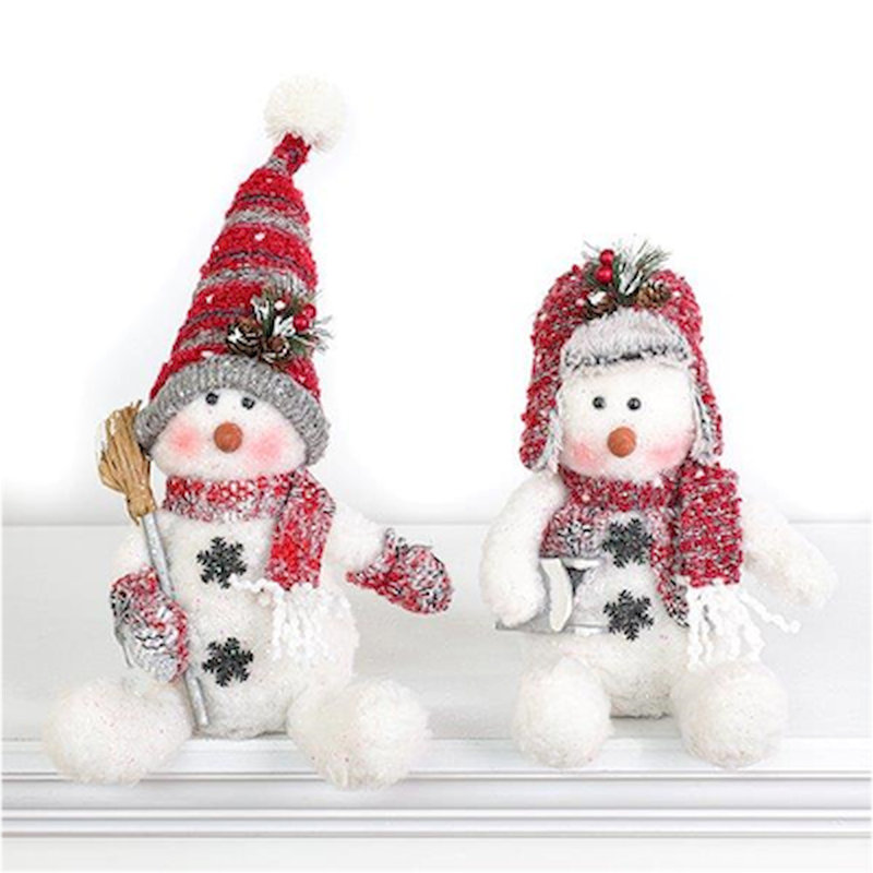 Ensemble de 2 bonhommes de neige assis