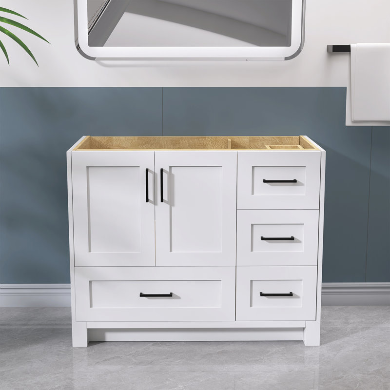 Solid Wood 42" Single Bathroom Vanity Base Only, White