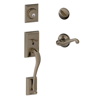 Addison Handleset with Deadbolt and Flair Door Lever and Rosette