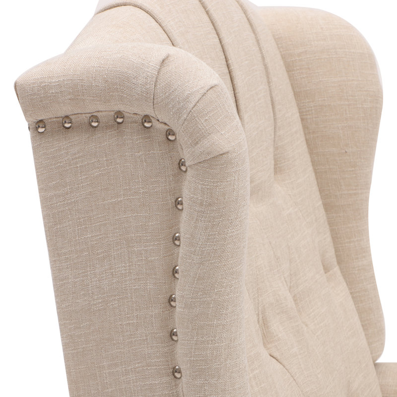 Fauteuil de massage inclinable à oreilles, Mélange de lin beige