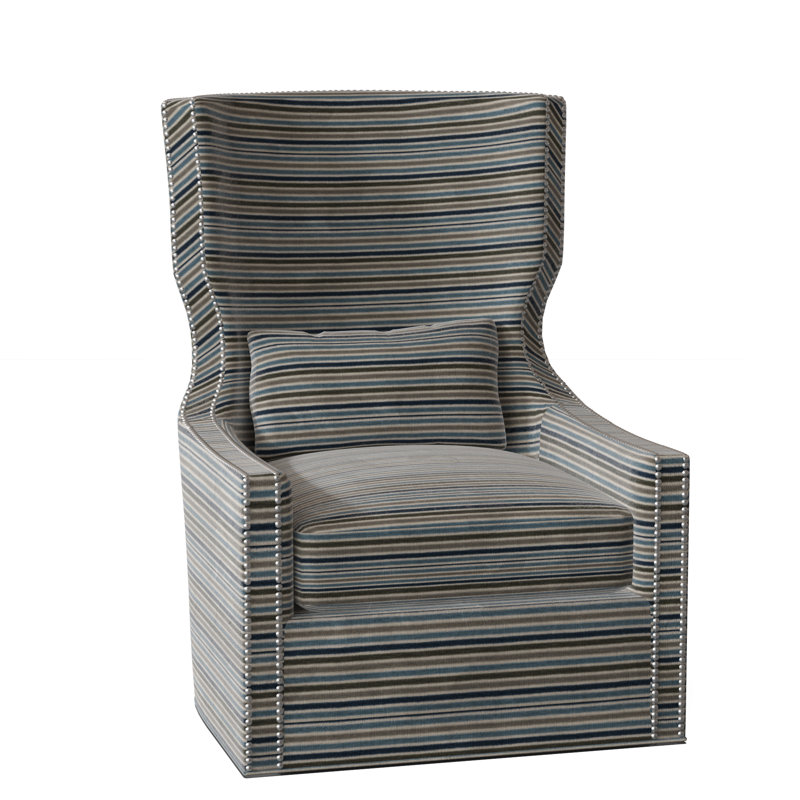 Fauteuil à oreilles avec housse pivotante de 29 po de large Corbin, Bleu laurier