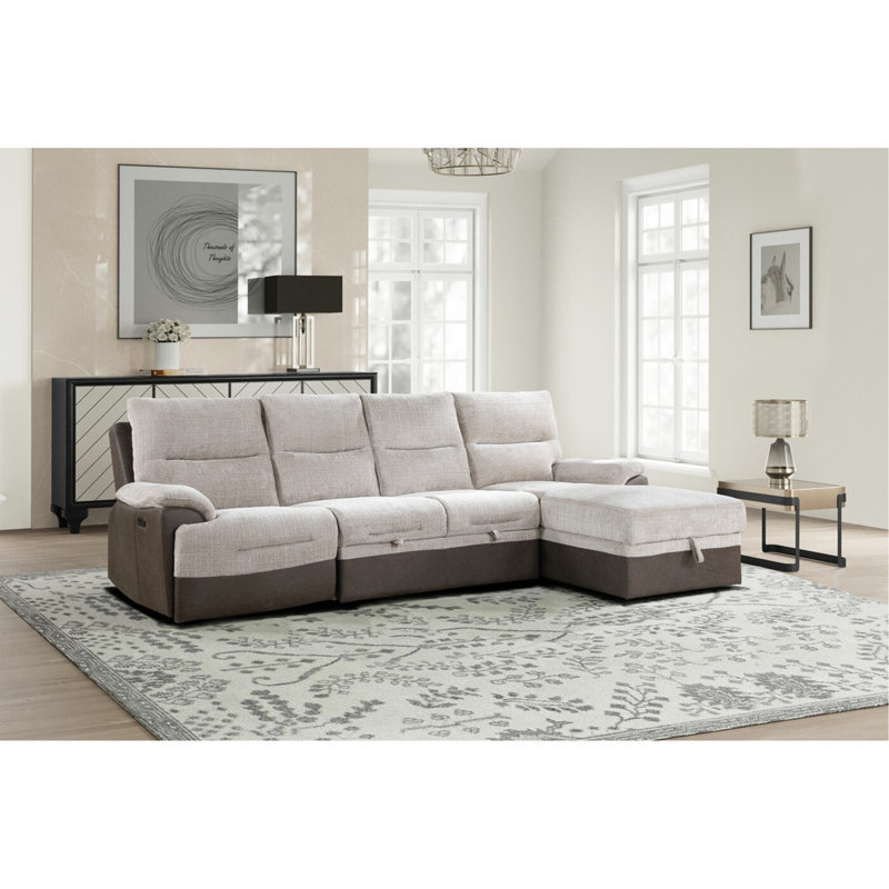 Canapé modulaire KIA BEIGE / BRUN AVEC PO ET USB