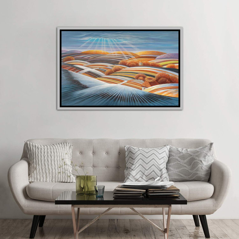 " To The Home Nests " by Oleg Shupliak, 40" H x 60" W x 1.5" D, Silver Framed Canvas