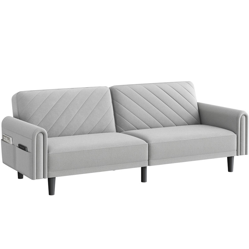 3-Seater Sofa Bed With Adjustable Backrest, Light Grey