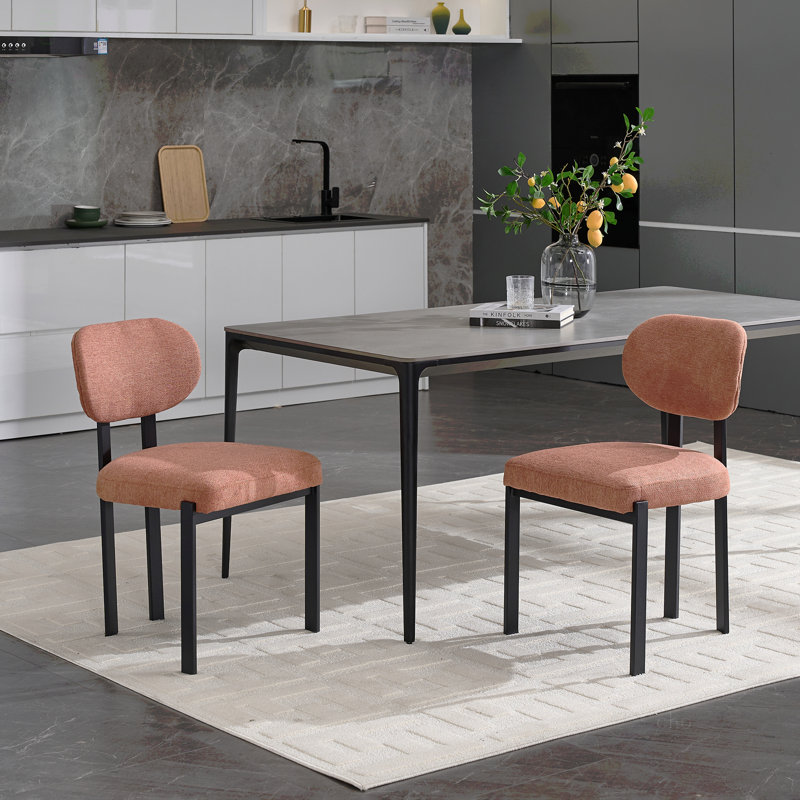 Ensemble de 2 chaises de salle à manger de style moderne Mid-Century Boucle, élégantes et ergonomiques avec des pieds en métal noir pour une assise confortable