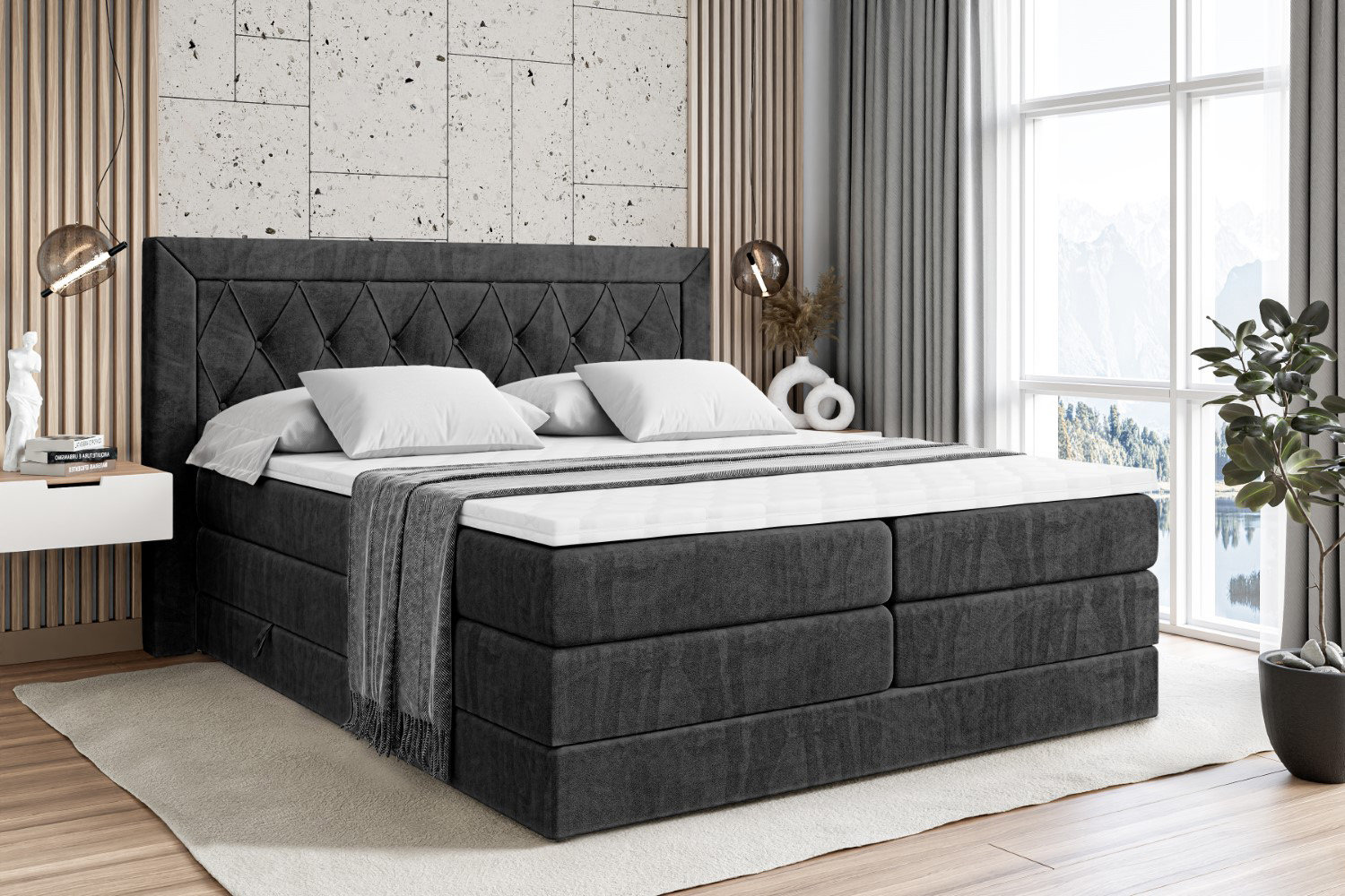 Lark Manor Box spring bed with bed box and topper 1 | Wayfair.co.uk