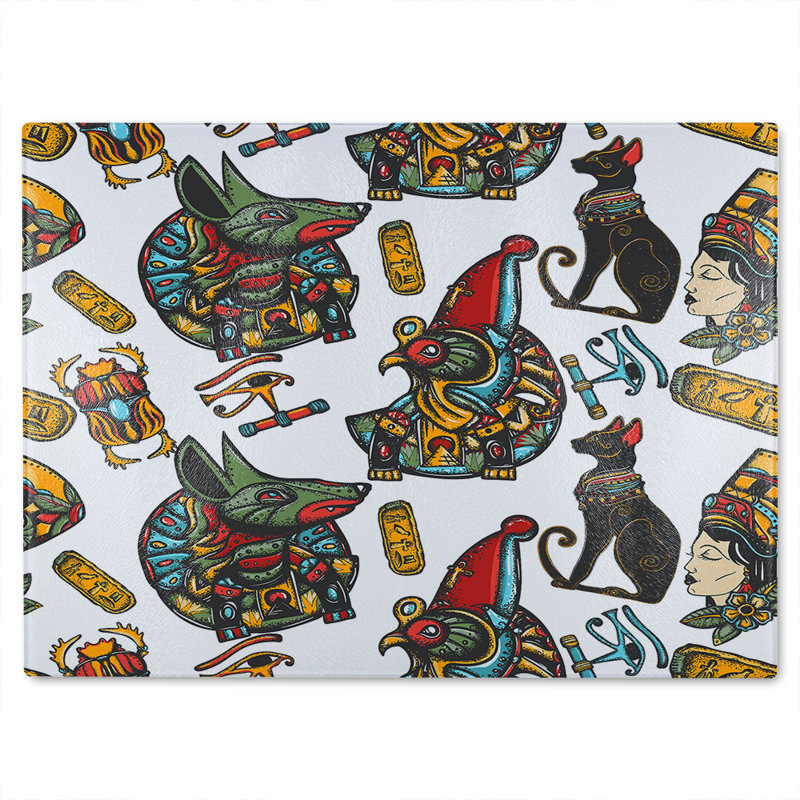 Queen Cleopatra History Glass Chopping Board, 40cm L x 28cm W