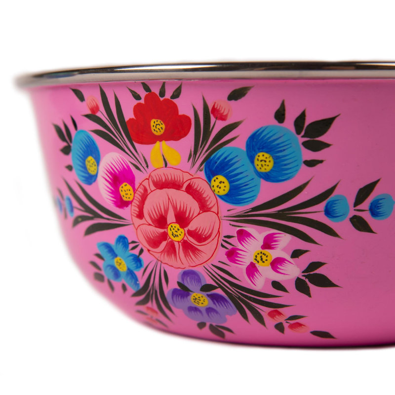 East Urban Home Hand-Painted Picnic Snack Bowl - 14.5cm - Ocean Pansy, Pink