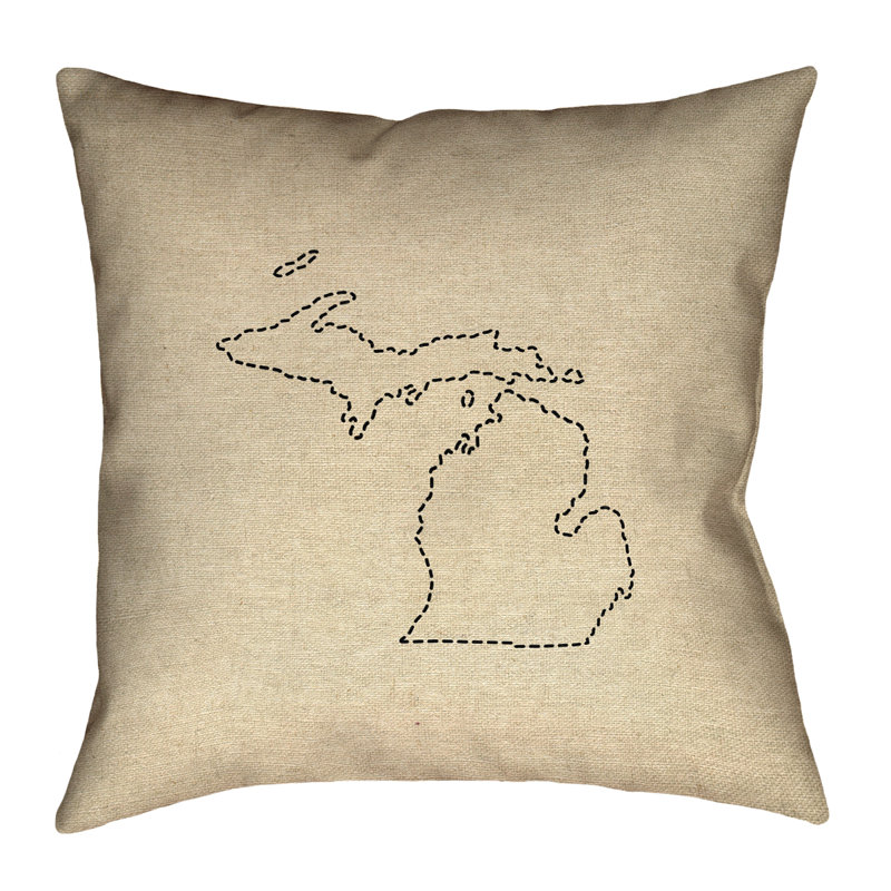 Oreiller Katelyn Smith Michigan Dash Outline, 20 po x 20 po, Coussin décoratif, Simili suède