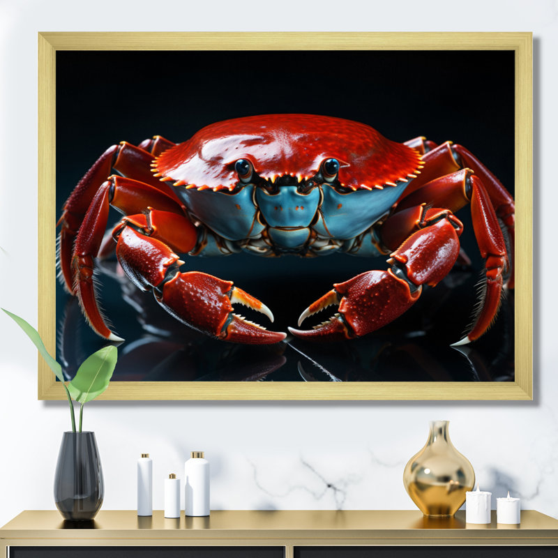 Portrait de crabe - salon d'art mural animaux, Encadrement doré, 34" H x 44" W