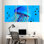 Ensemble de 3 impressions sur toile, méduse bleue avec tentacules dorés et bulles