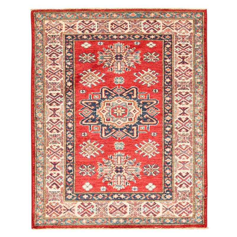 Tapis rouge / brun / beige noué à la main de haute qualité