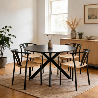 Carrette Round 120cm Dining Table and 4 Chair Set
