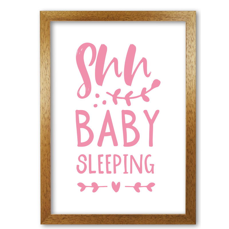 Shh Baby Sleeping - Print, Honey Oak Frame, 30 cm H x 21 cm W x 5 cm D