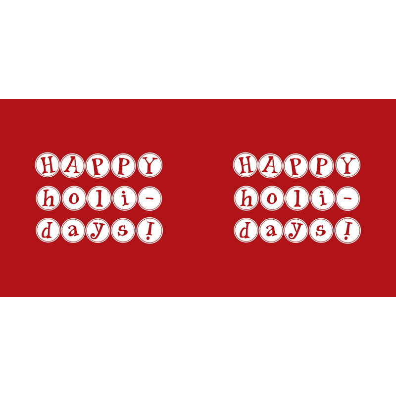 Housse de coussin d’extérieur carrée à imprimé mot « happy holidays »/insert, 20 po x 20 po, Rouge