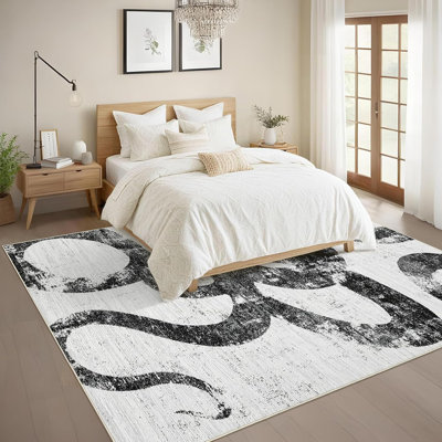 Washable Rug, Soft Non-Slip, Low Pile, Thin, Snake Print, Contemporary Accent Carpet for Kitchen, Hallway, Laundry.