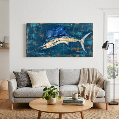 Sailfish Art Canvas Wall Art Oil Painting Print Set Of 1