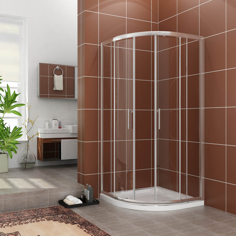 Cabine de douche ronde demi-cadre l 37,5-38 "x H 72"