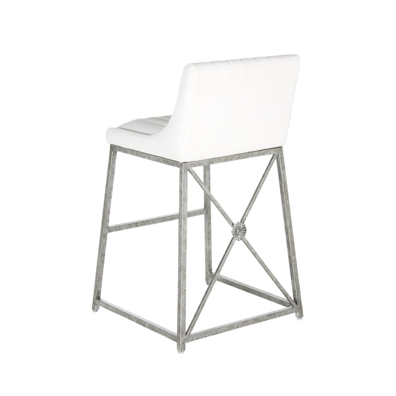 Medallion Stool, White, Royal Silver, Counter Stool (26'' Seat Height)