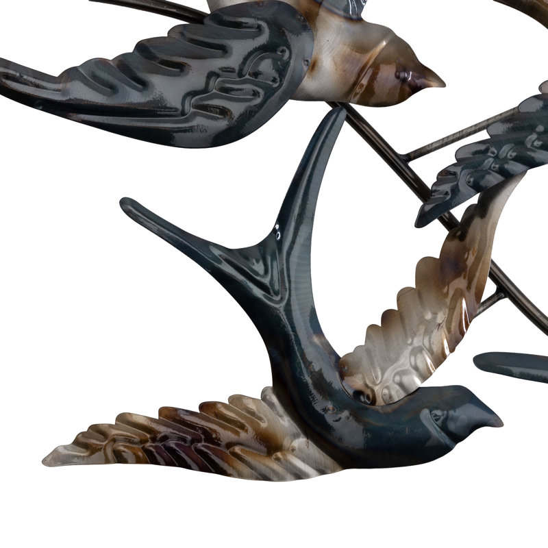 Metal Flying Flock Of Bird Blue Wall Decor