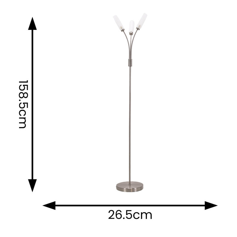 Abrianne 158.5cm Traditional Floor Lamp, Yes, Brushed Chrome