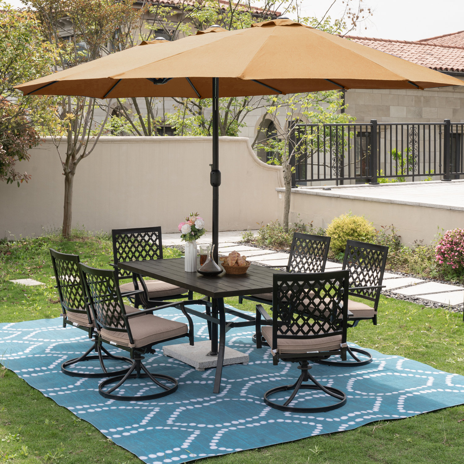 Canora Grey Outdoor Dining Set Of 8,6 Patio Metal Swivel Chairs With