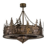 Manville 11 - Light Glass Dimmable Drum Chandelier