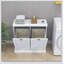 Armoire de trieur de linge à deux compartiments inclinable - blanc
