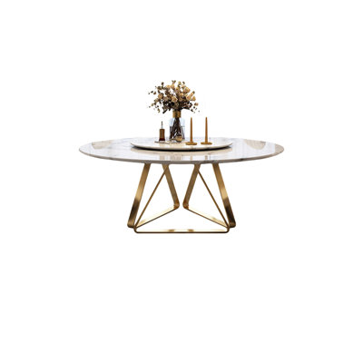 Simple Modern Round White Rock Slab Dining Table