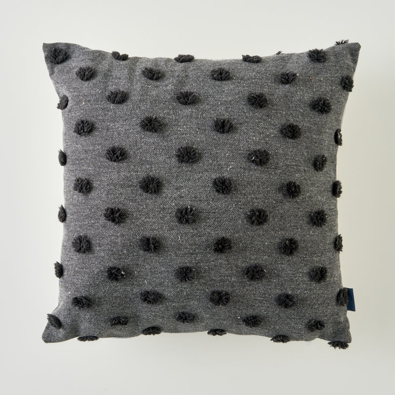 Maroc Cotton Dotted Throw Pillow, Anthracite