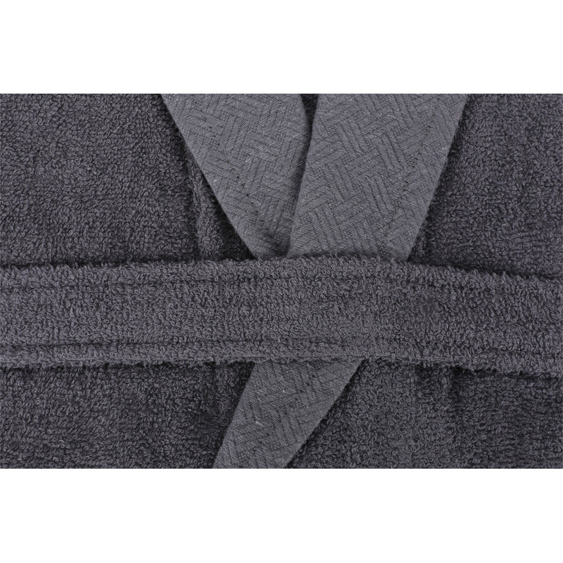 Peignoir au-dessus du genou 100% coton avec poches Leong, Anthracite, S