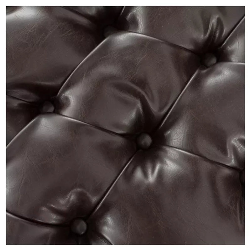 Banc repose-pieds avec rangement, surface en polyuréthane, pieds en bois d'hévéa, capacité de 300 lb, Marron foncé