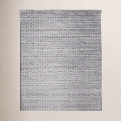 Marcia Fog Gray Hand-Loomed Geometric Silk Rug