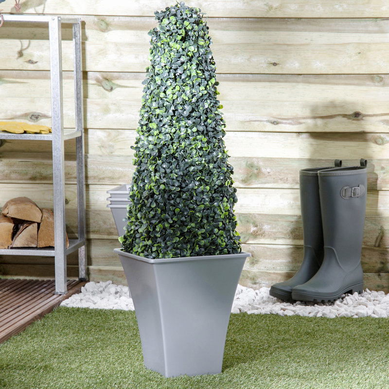 Wham Metallica Square Planters, Grey, 31.5cm H x 28cm W x 28cm D