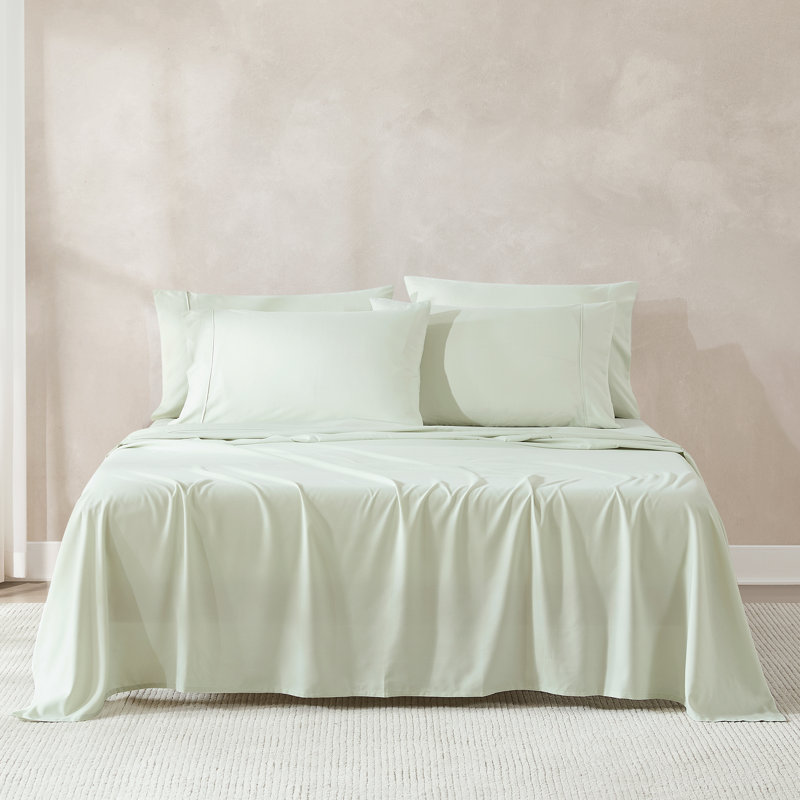 Ensemble de draps Verona, Ensemble de draps pour grand lit avec 4 taies d'or, Vert