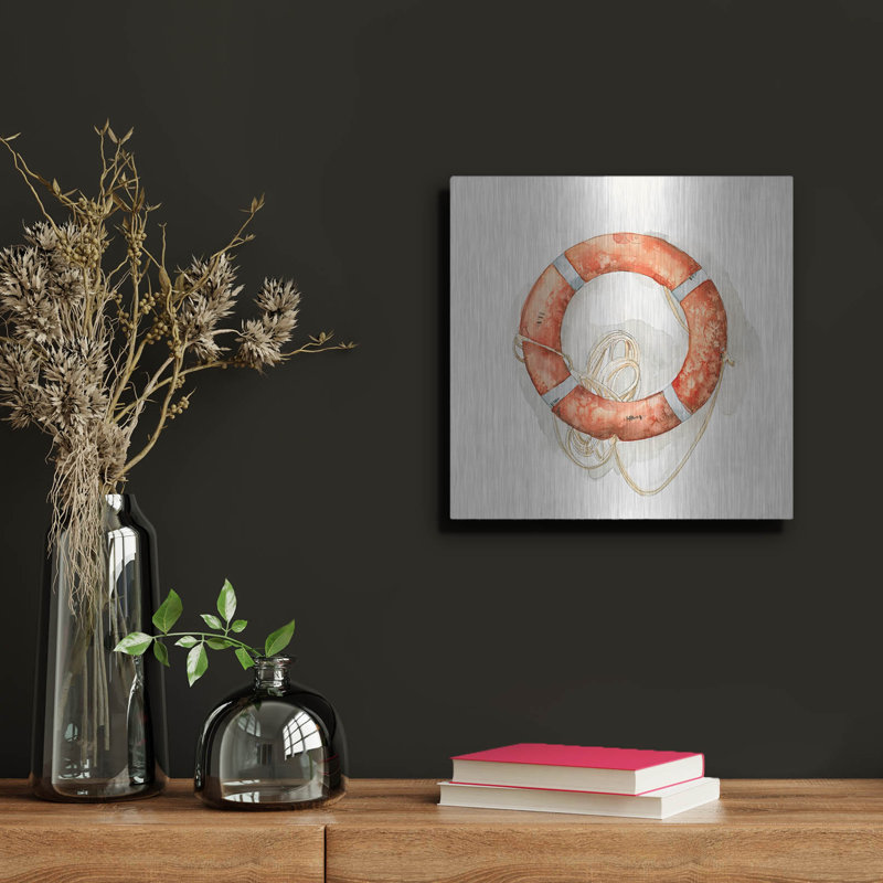 Art mural en métal luxueux «Nautical Safety 1» par Emma Caroline, 12 po x 12 po, H 12 po x l 12 po