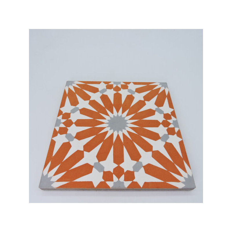 Alhambra 8" x 8" Cement Singular Wall and Floor Tile, Orange