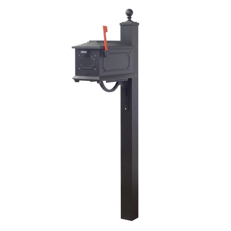 Kingston Aluminum Post Mounted Mailbox, Black