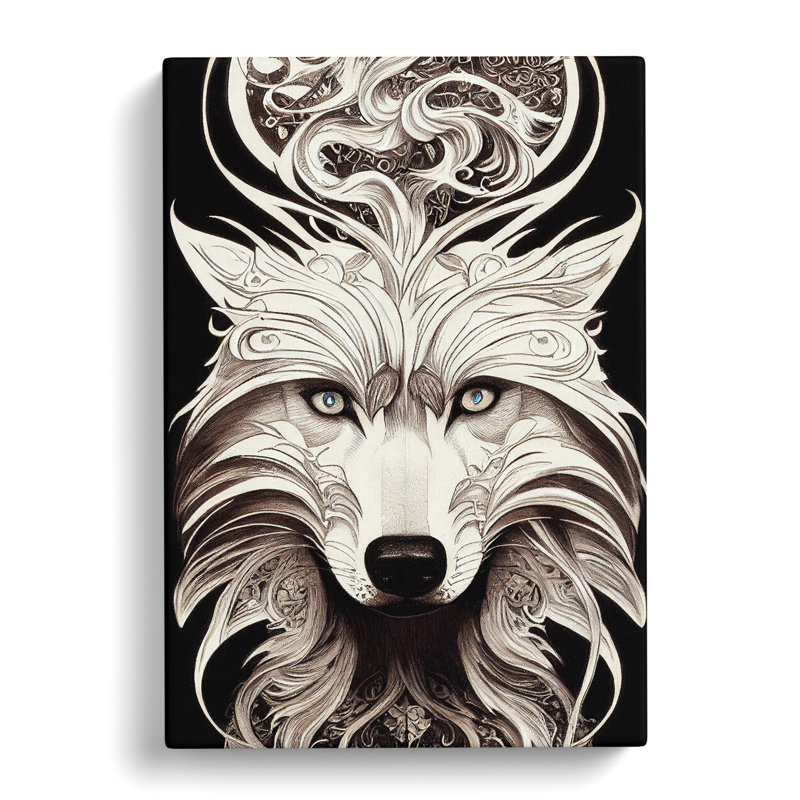 Wolf Art Deco No.1 - Wrapped Canvas Print, 60cm H x 40cm W x 3cm D