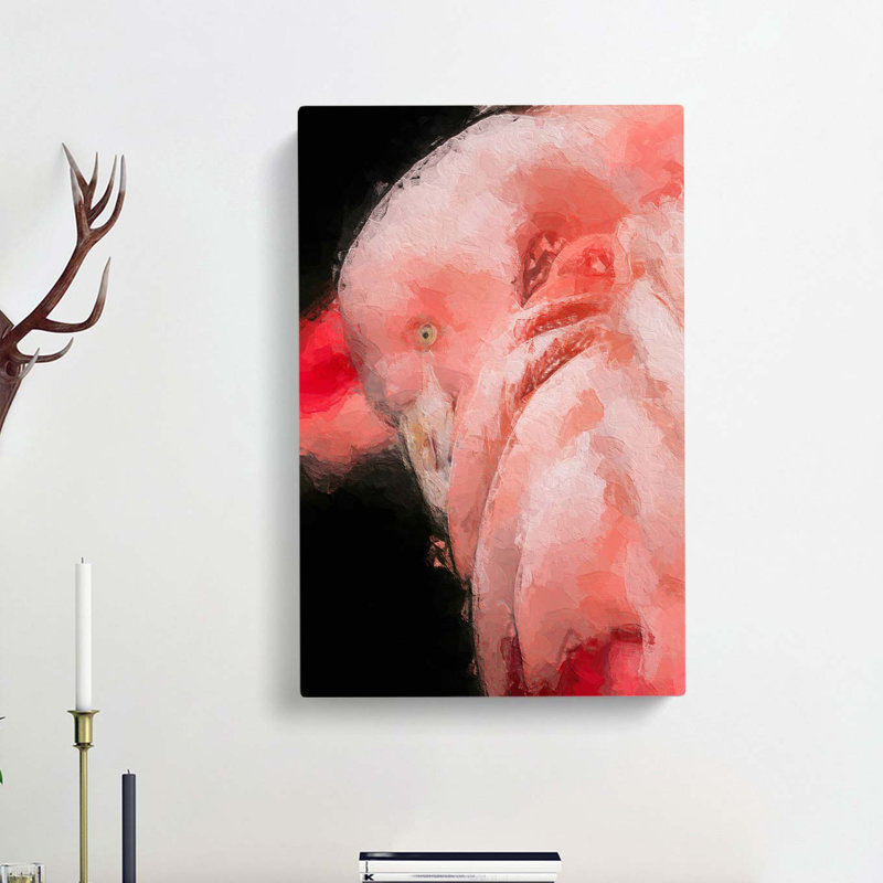 Pink Flamingo Abstract Art - Wrapped Canvas, 60cm H x 40cm W x 3cm D