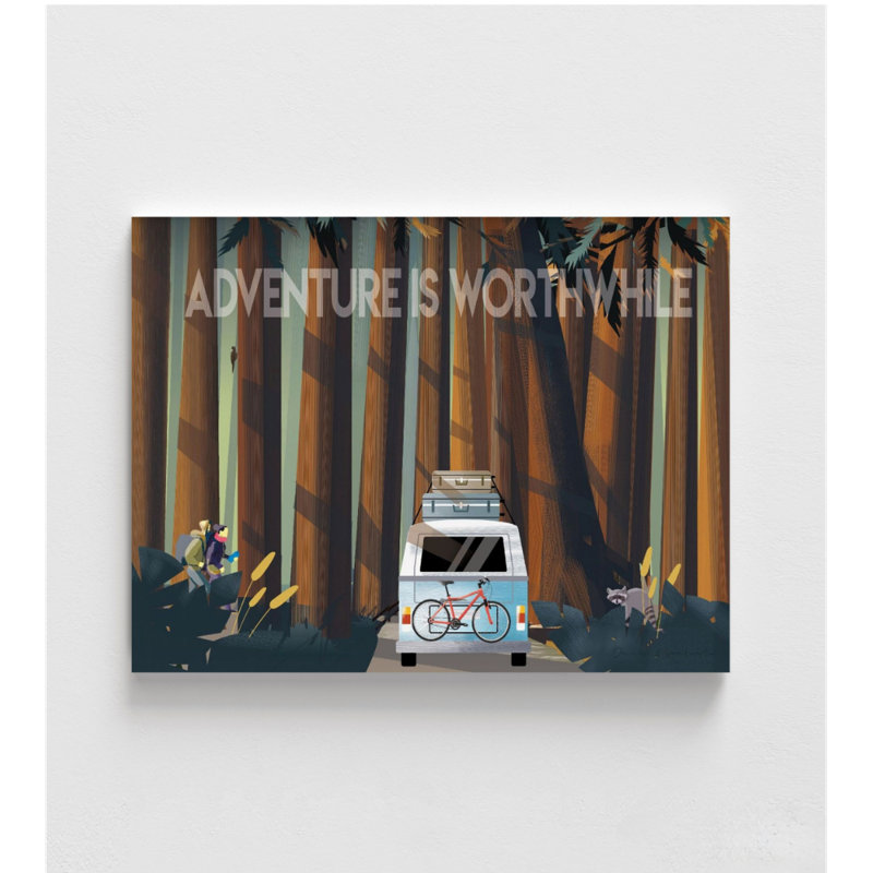Into The Woods By Omar Escalante, Summer Camp Cabin Decor, Rustic Forest Hostel Print, Vintage Artwork Idea Print, Retro Van Decor