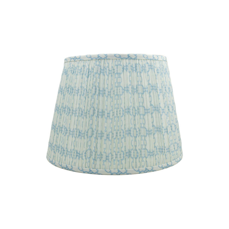 Shirred Link Linen Empire Lamp Shade (Spider), 12" H x 18" W x 18" D, Blue/White
