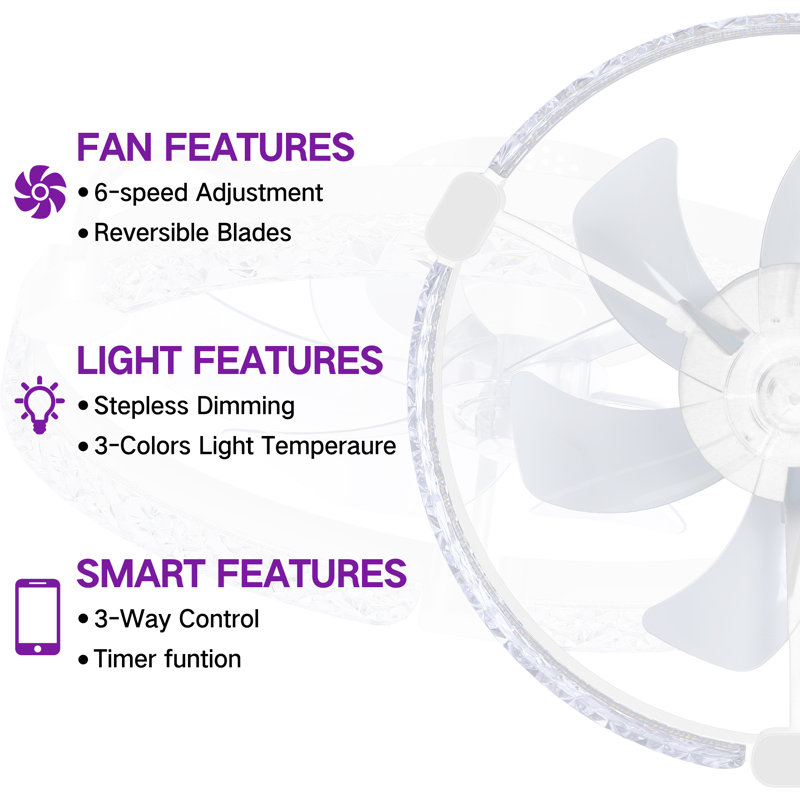 50cm Ceiling Fan with LED Lights, White