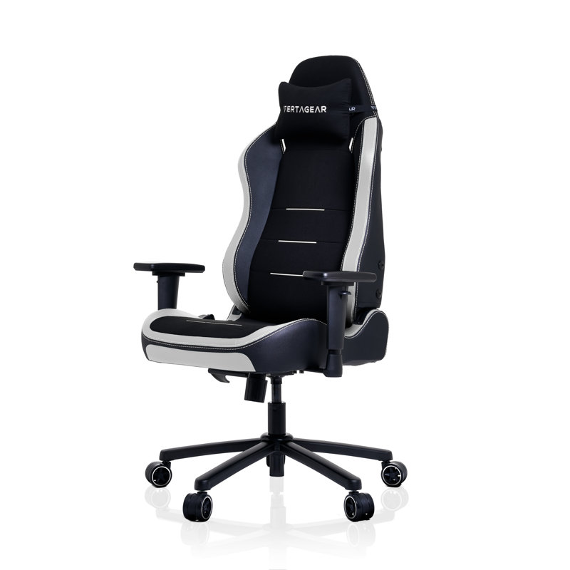 Vertagear Adjustable Reclining Ergonomic Faux Leather Swiveling PC & Racing Game Chair, Black/White