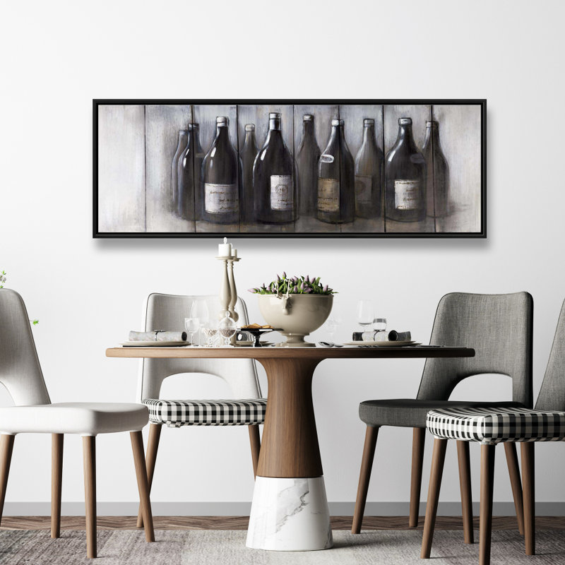 Bouteilles rétro - toile moderne brune encadrée